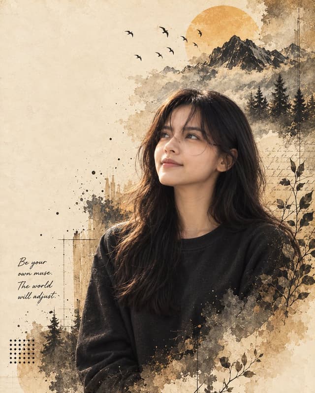Comic / Storyboard - Cinematic Watercolor Muse Portrait — output