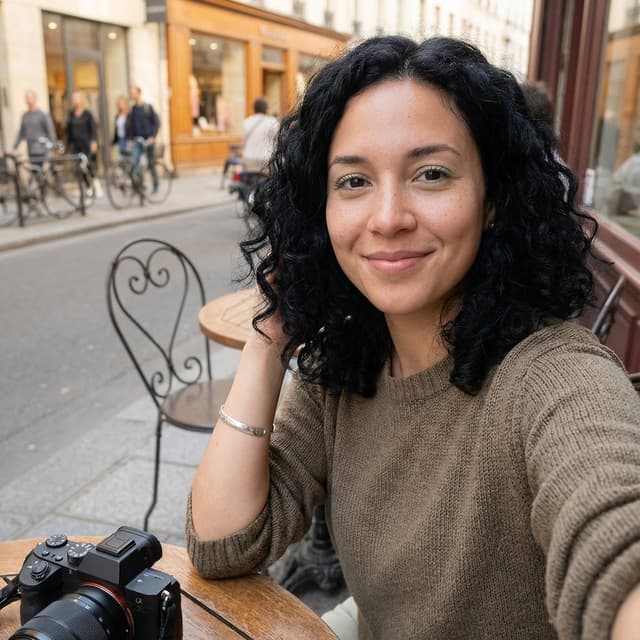 Candid Outdoor Cafe Selfie Prompt — output