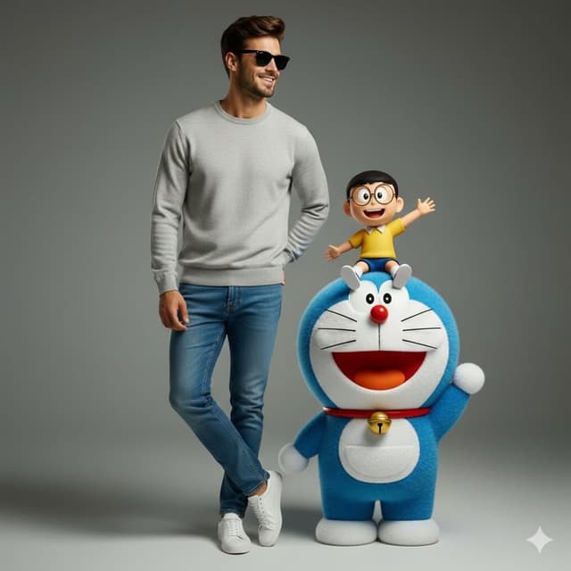 Studio Portrait with Doraemon and Nobita Prompt — output