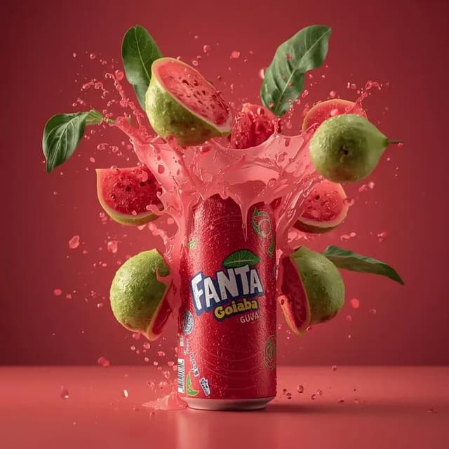 Exploding Fanta Goiaba Soda Can Product Shot — output