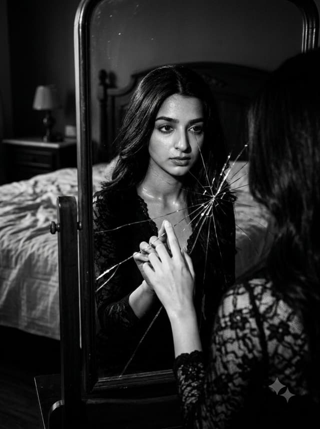 Social Media Post - Film Noir Cracked Mirror Portrait — output