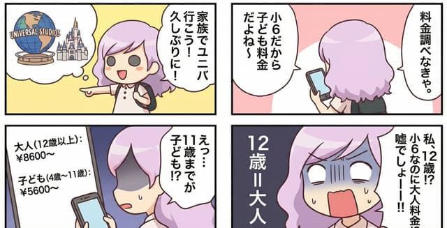 Essay-style manga about a family planning a trip to Universal Studios — output