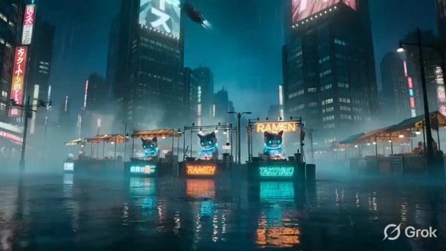 Cinematic Cyberpunk Neo-Tokyo Street Market — cover