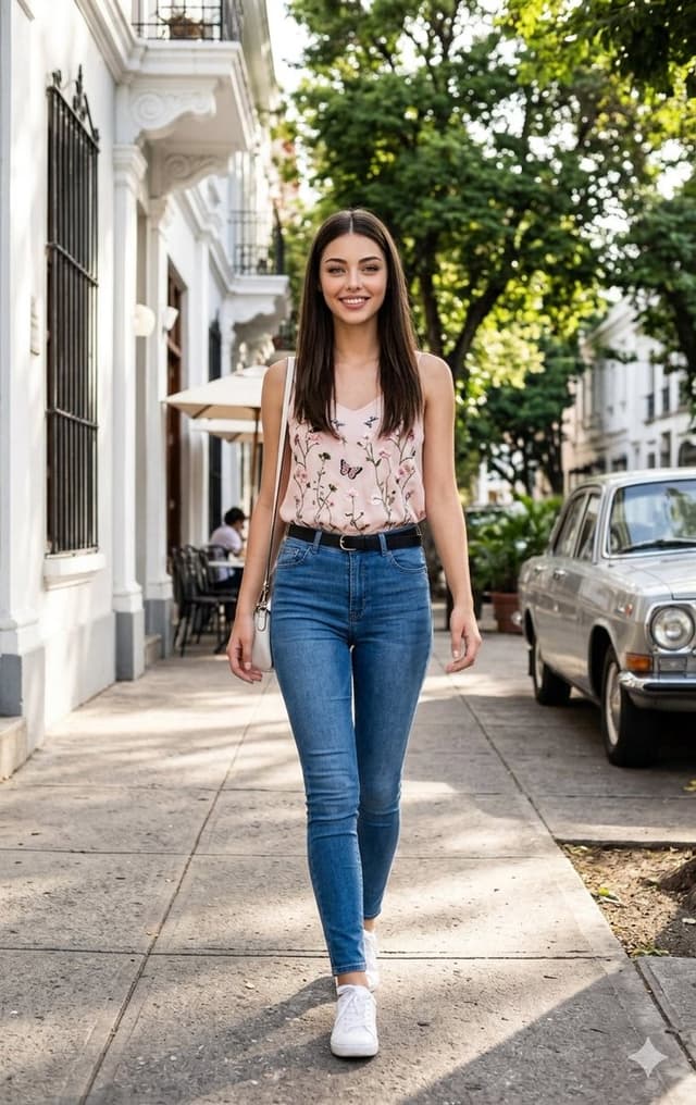 Profile / Avatar - Woman Walking on City Sidewalk — output