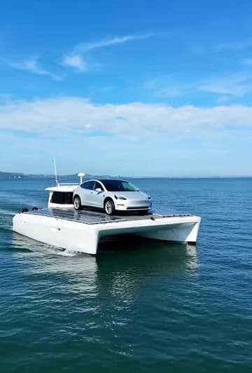 Video prompt for a solar-powered boat with a Tesla Model Y — cover