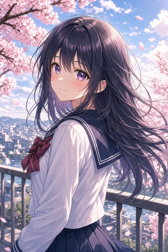 Profile / Avatar - Anime Girl Under Sakura Blossoms — output