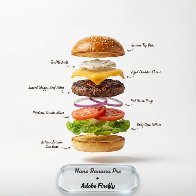 Exploding food photography prompt for Nano Banana Pro — output