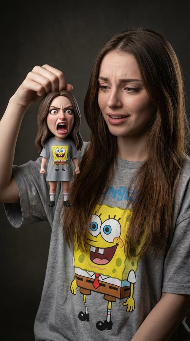 Life-Size Holding Miniature Self Prompt — output