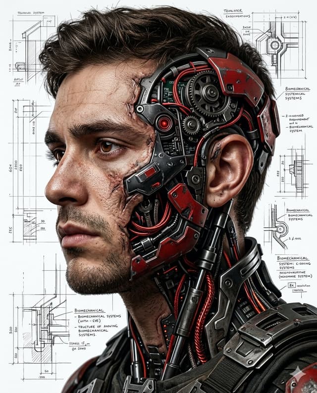 Comic / Storyboard - Hyper-realistic Cyborg Side Profile — output
