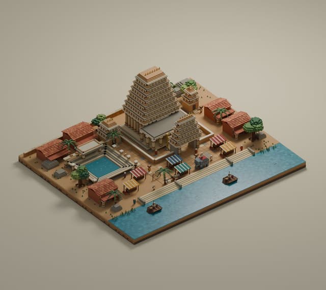 Game Asset - Isometric Voxel River Temple City — output