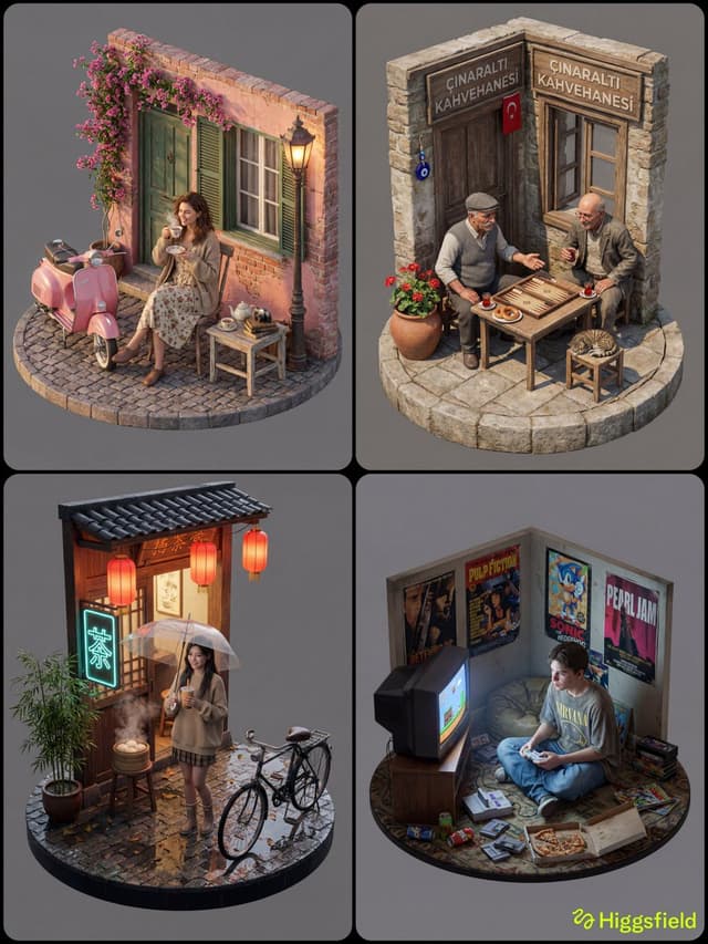 Game Asset - Isometric 3D Diorama with Living Human Texture — output