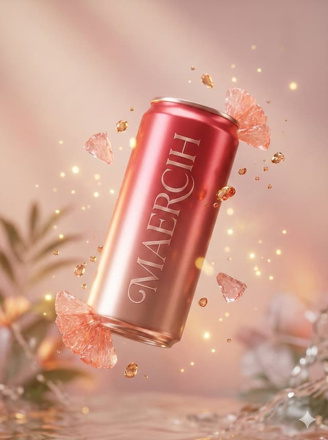 E-commerce Main Image - Luxury Commercial Shot of Floating Grapefruit Sparkling Can — output