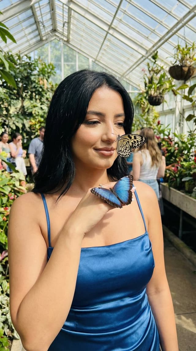 Social Media Post - Photoreal Cinematic Portrait in Butterfly Garden Prompt — output