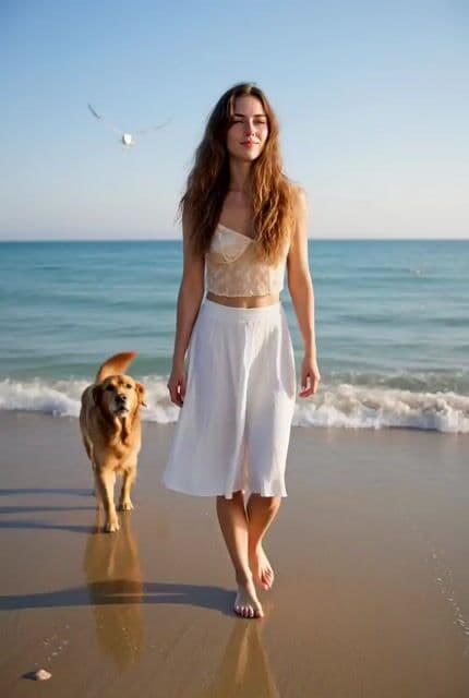 Girl and Dog at the Beach — cover