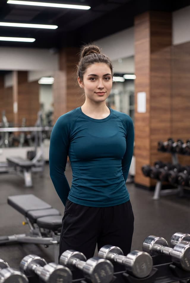 Indoor Fitness Lifestyle Portrait Prompt — output