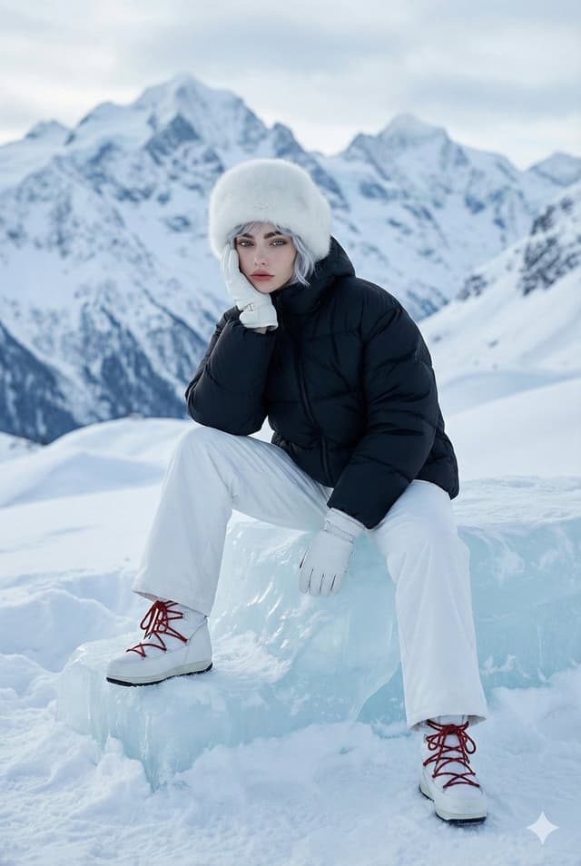 Product Marketing - High-Fashion Winter Editorial Portrait in Alpine Setting — output
