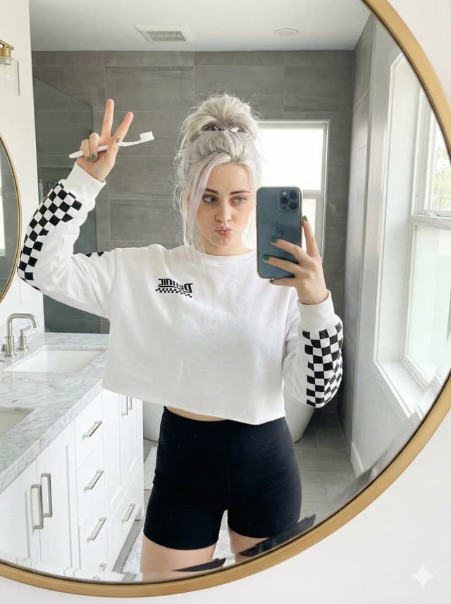 Detailed Bathroom Selfie Image Generation Prompt — output