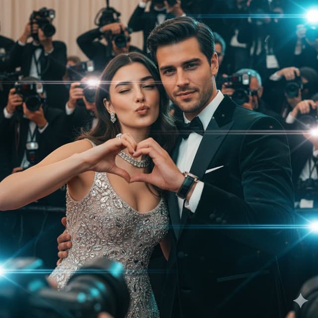 Paparazzi Red Carpet Couple Prompt with Identity Lock — output