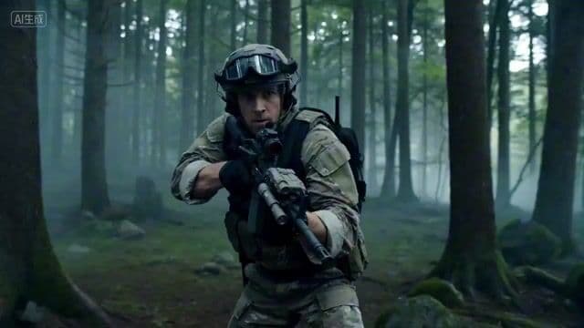 Modern Soldier vs. Ancient Samurai in Foggy Forest — cover