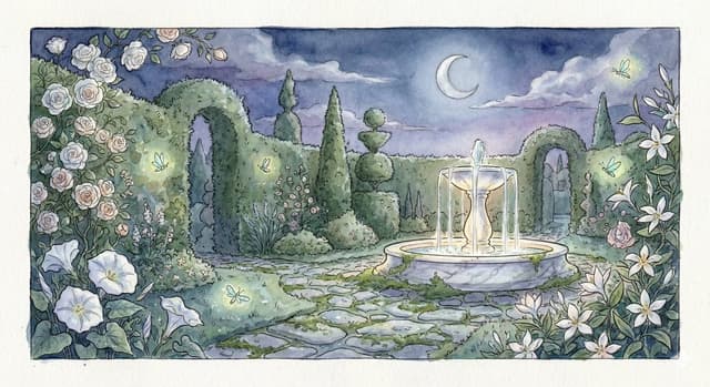 Poster / Flyer - Watercolor Illustration of a Magical Garden at Midnight — output