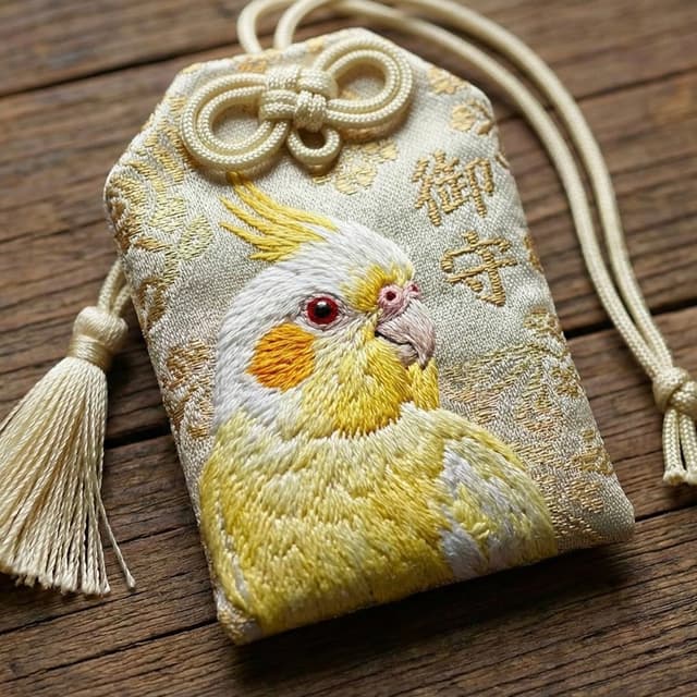E-commerce Main Image - Realistic Cockatiel Amulet Generation — output
