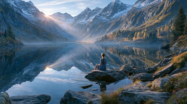 Social Media Post - Sunrise Alpine Lake Reflection — output