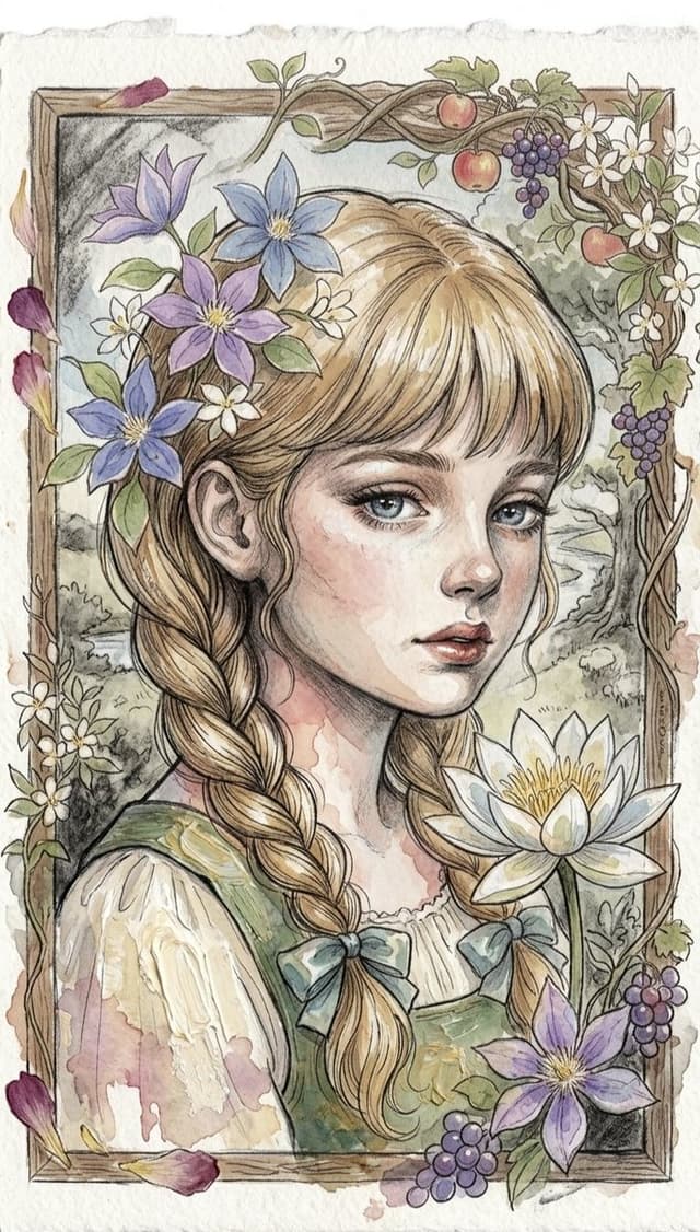 Comic / Storyboard - Watercolor Floral Portrait of a Girl — output