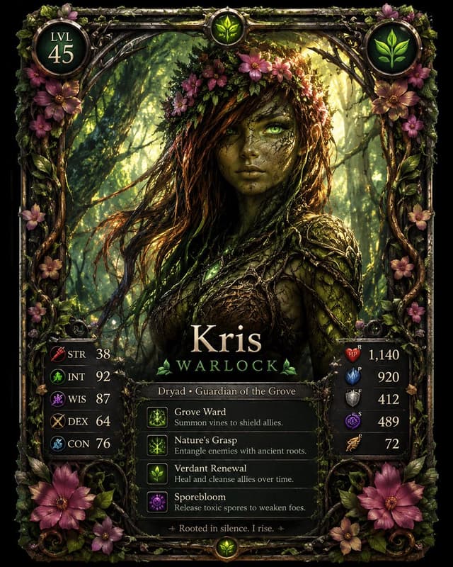 Game Asset - Dryad RPG Game Card — output