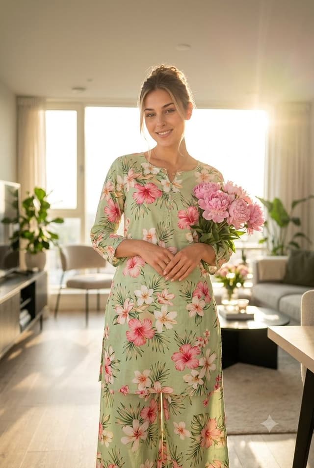 Product Marketing - South Asian Woman in Floral Traditional Attire — output