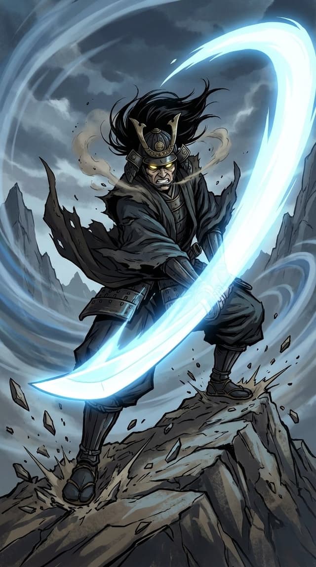 Samurai Swordsman Dynamic Battle Scene Prompt — output