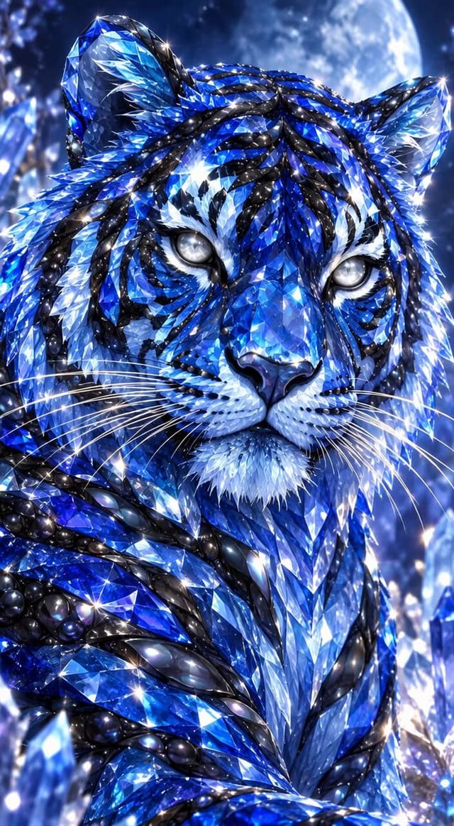 Blue Tiger Gemstone Portrait Prompt