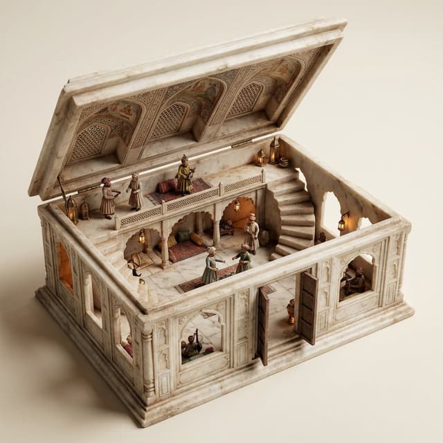 Game Asset - Ornate Box Diorama Master Prompt (Mughal Hall Interior) — output