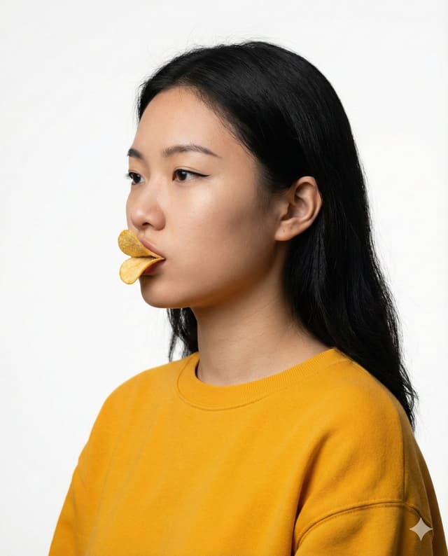 Social Media Post - Conceptual Beauty Portrait: Pringles Duck Lips — output