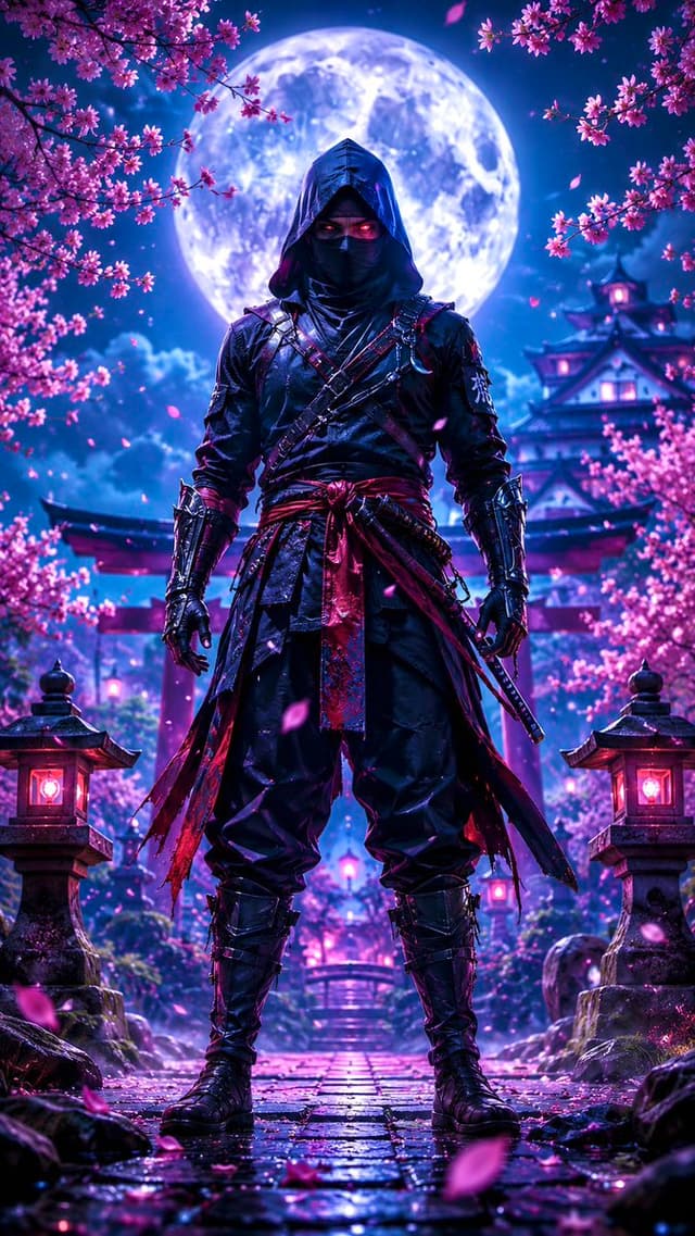 Game Asset - Ninja in Cherry Blossom Garden — output