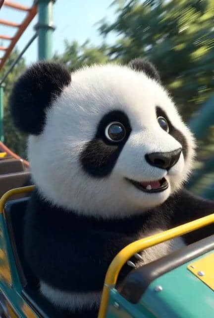 Cartoon panda on a roller coaster — cover