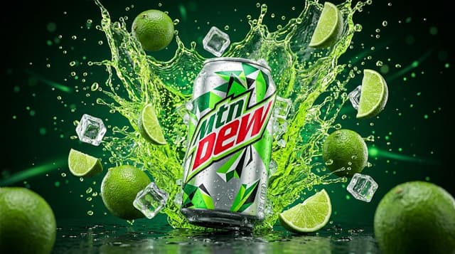 E-commerce Main Image - High-Contrast Mountain Dew Can Product Shot — output