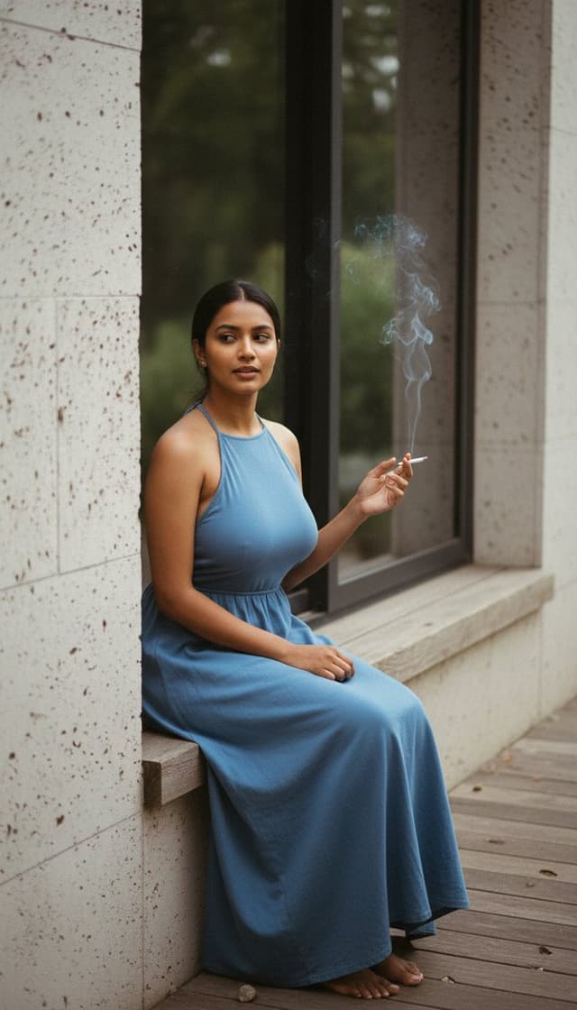 Social Media Post - Ultra-Photoreal Editorial Candid of a Woman with a Cigarette — output