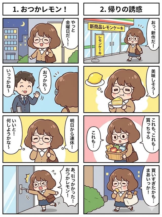 Connected series of four-panel manga strips — output