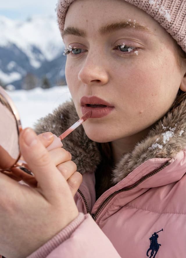 High-Fidelity Texture Test: Girl with Kylie Lip Kit in Snow — output