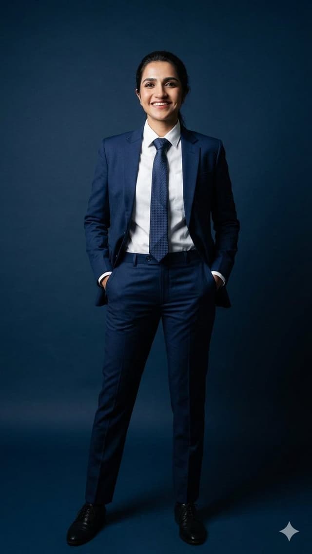 Profile / Avatar - Business Woman in Navy Suit Portrait — output