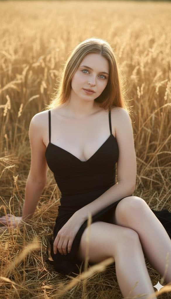 Three Variations of a Blonde Woman in Black Clothing — output