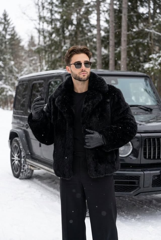 Winter Fashion Portrait with G-Wagon and Face Consistency Prompt — output