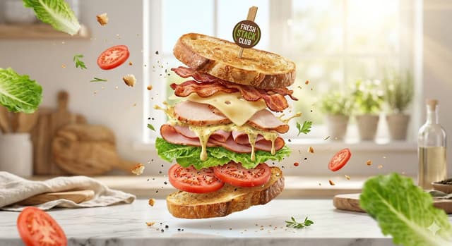 E-commerce Main Image - Exploded Tilt View Sandwich Product Photography — output