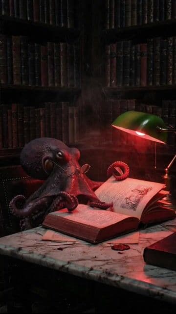 Octopus Reading in Library — cover