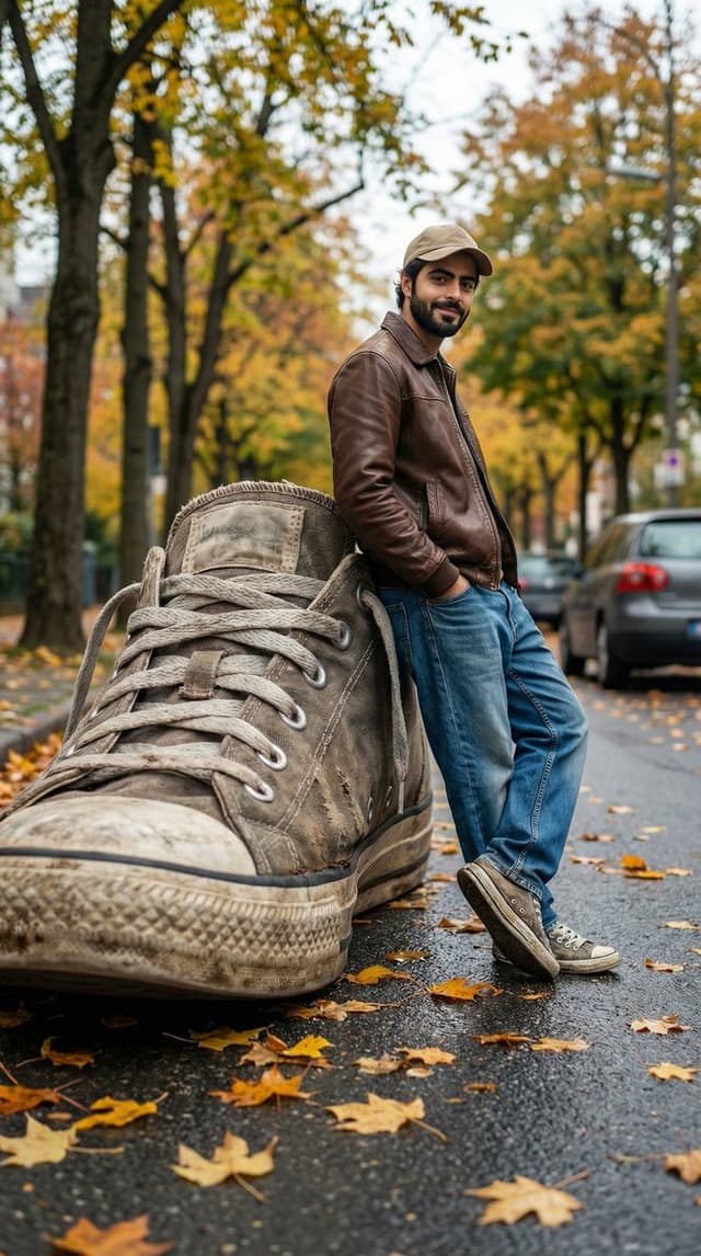 Forced-Perspective Giant Sneaker Street Scene — output