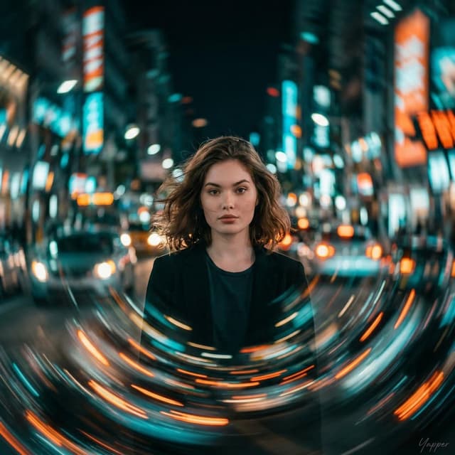 Poster / Flyer - Cinematic Portrait with Motion Blur Cityscape — output