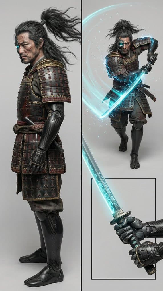 Game Asset - Character Design Prompt for Futuristic Samurai Warrior — output