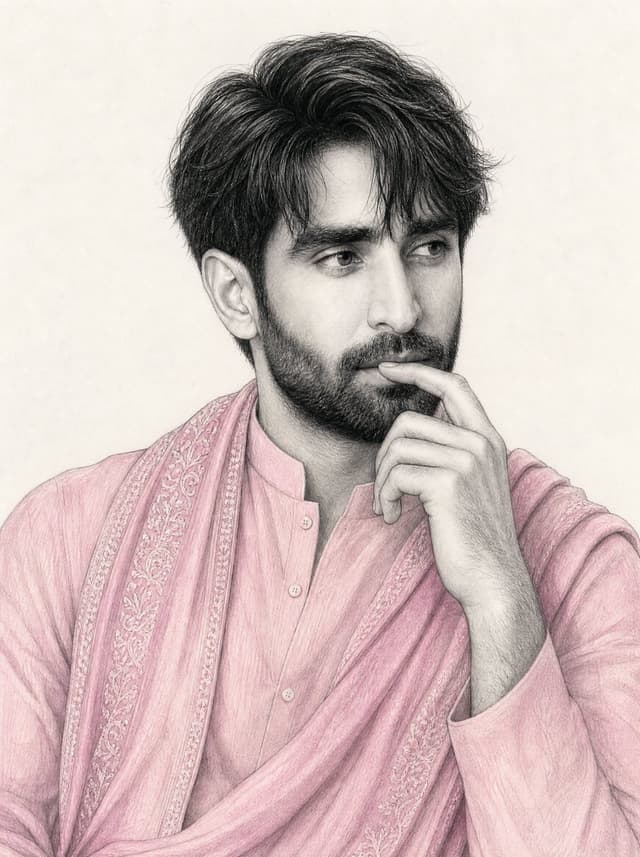 Profile / Avatar - South Asian Man Graphite Drawing — output