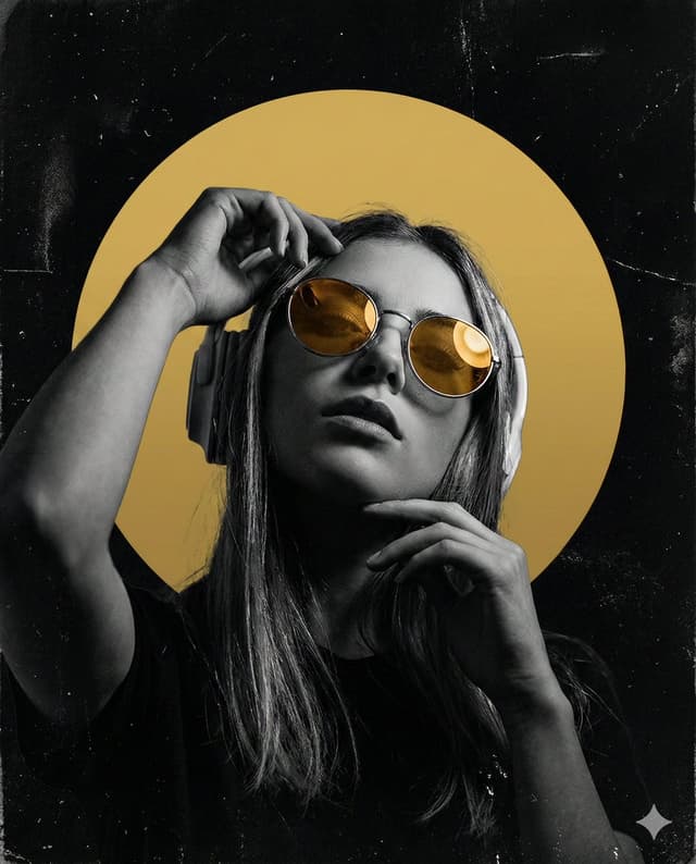 Dark, High-Contrast Poster Design Prompt with Amber Lenses — output