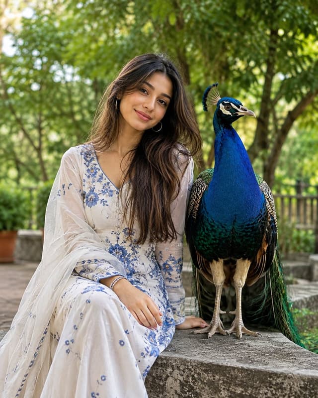 Profile / Avatar - South Asian Portrait with Majestic Peacock — output